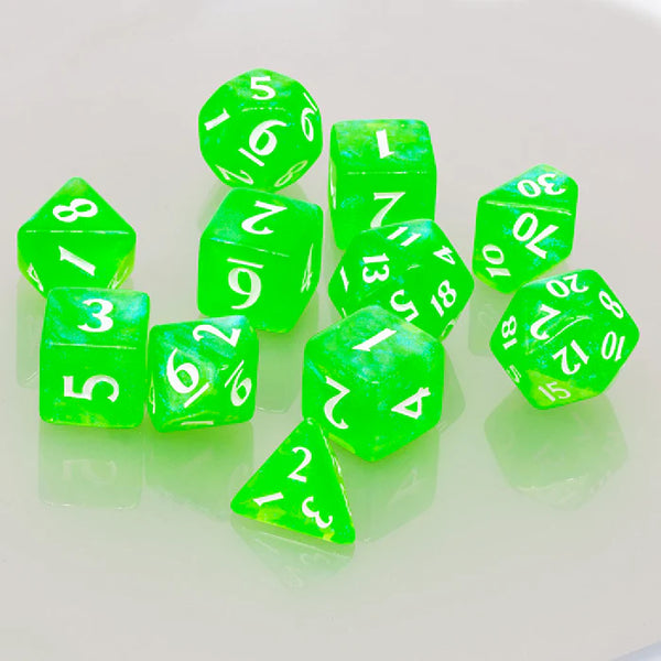 Eclipse Acrylic RPG Dice Set (11ct) - Lime Green