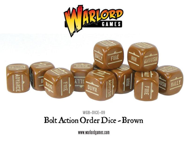 Bolt Action Order Dice - Brown (12)