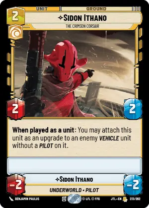 JTL 213/262: Sidon Ithano, The Crimson Corsair (R)