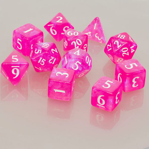 Eclipse Acrylic RPG Dice Set (11ct) - Hot Pink