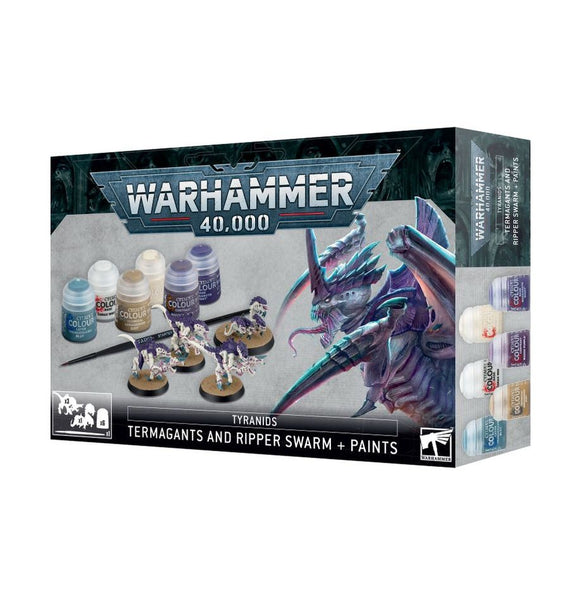 TYRANIDS: TERMAGANTS AND RIPPER SWARM + PAINTS SET