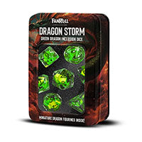 Fanroll - Dragon Storm Inclusion Resin Dice Set - Green Dragon