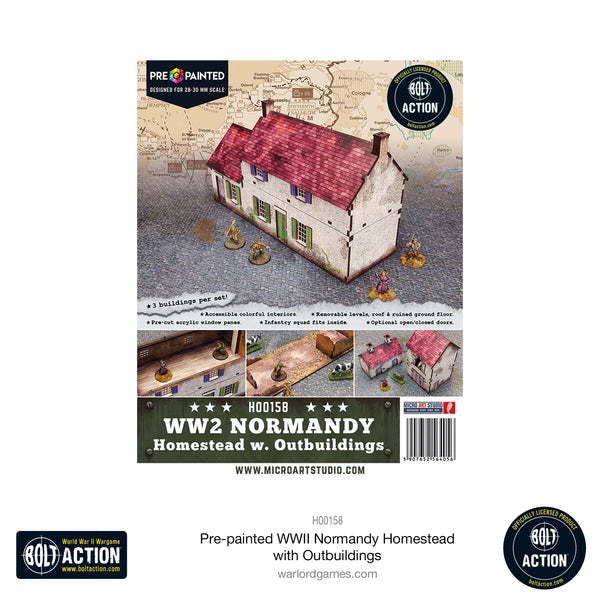 BOLT ACTION: PRE PAINTED WW2 NORMANDY HOMESTEAD WITH OUTBUILDINGS