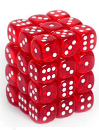 TRANSLUCENT 12mm D6 ORANGE w/WHITE DICE BLOCK