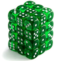 TRANSLUCENT 12mm D6 GREEN w/WHITE DICE BLOCK