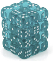 TRANSLUCENT 12mm D6 TEAL w/WHITE DICE BLOCK